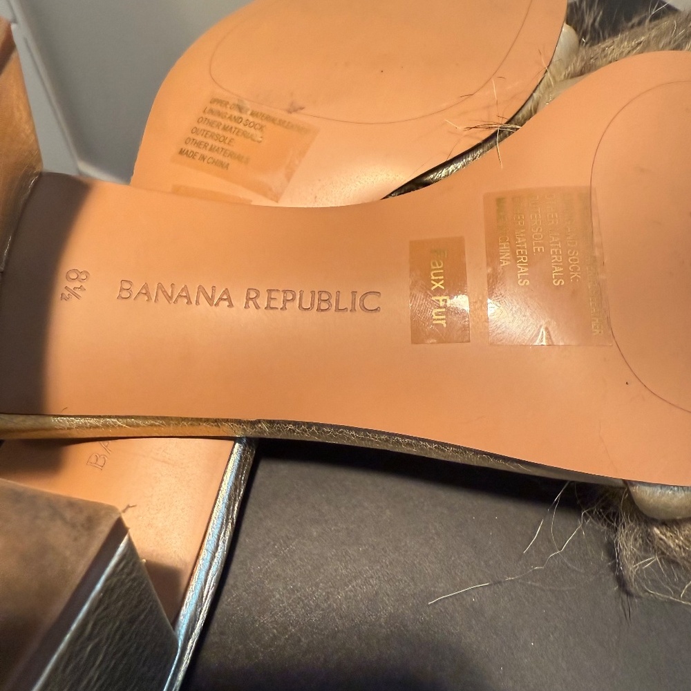 Banana Republic Faux Fur Mid-Heel Slide Size 8.5 - Picture 5 of 6